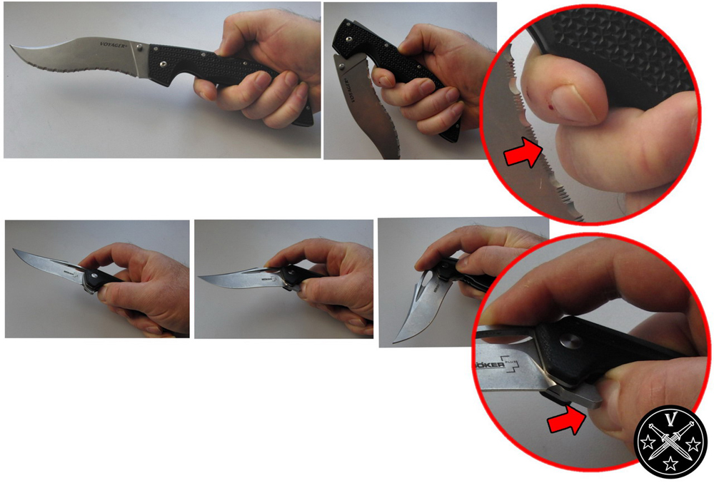 Складывание ножа с замком Tri AD lock и Liner lock одной рукой